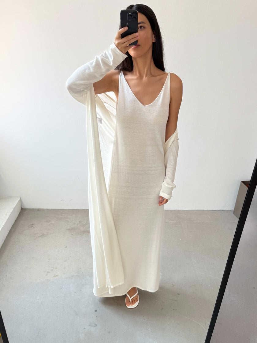 NARINA belted maxi cardigan, ivory