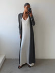 NARINA belted maxi cardigan, khaki