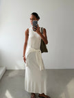 NARINA round-neck cashmere-blend dress, ivory