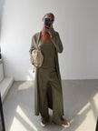 NARINA belted maxi cardigan, khaki