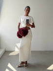 NARINA fluid knit skirt, ivory