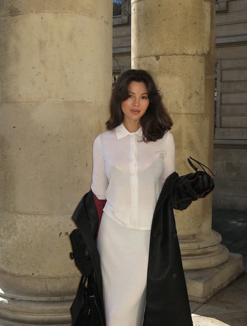 GIOVANNA merino wool shirt, milk