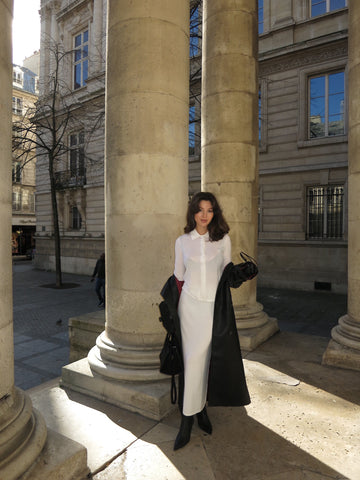 GIOVANNA merino wool skirt, milk