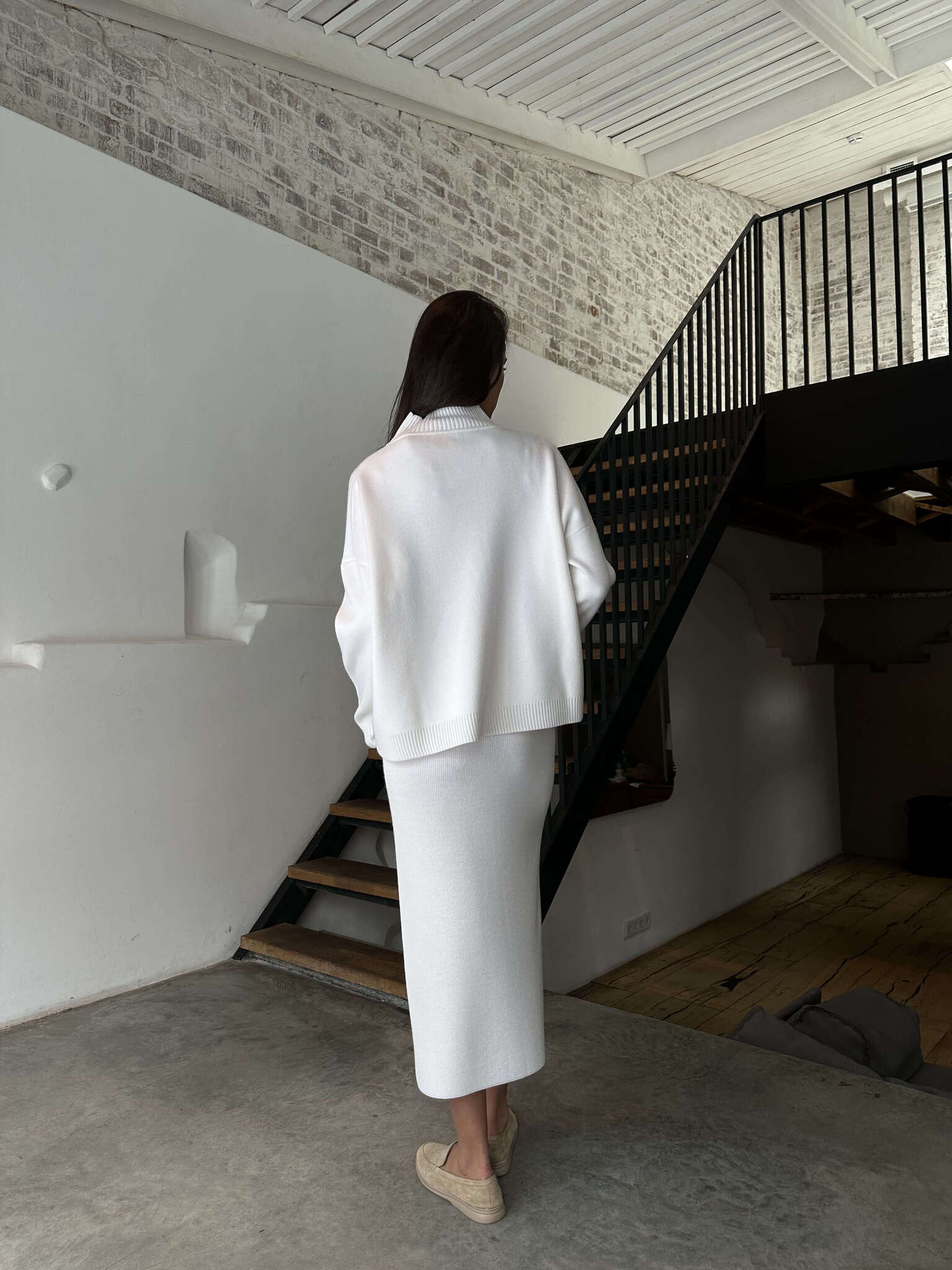 MILANO slit skirt, milk
