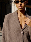 AMANDA shawl-collar cardigan, chocolate