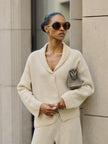 AMANDA shawl-collar cardigan, beige