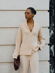 AMANDA shawl-collar cardigan, powder pink