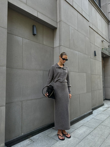 MIU wool alpaca skirt, mocha