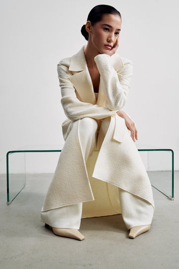 CORSO longline belted coat, white