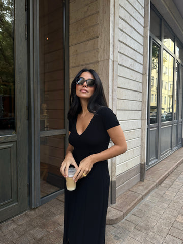 MARIKA godet dress, black