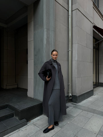 ELLI wool wrap coat, graphite