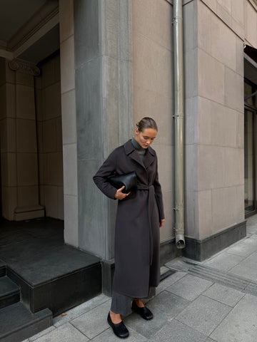 ELLI wool wrap coat, graphite