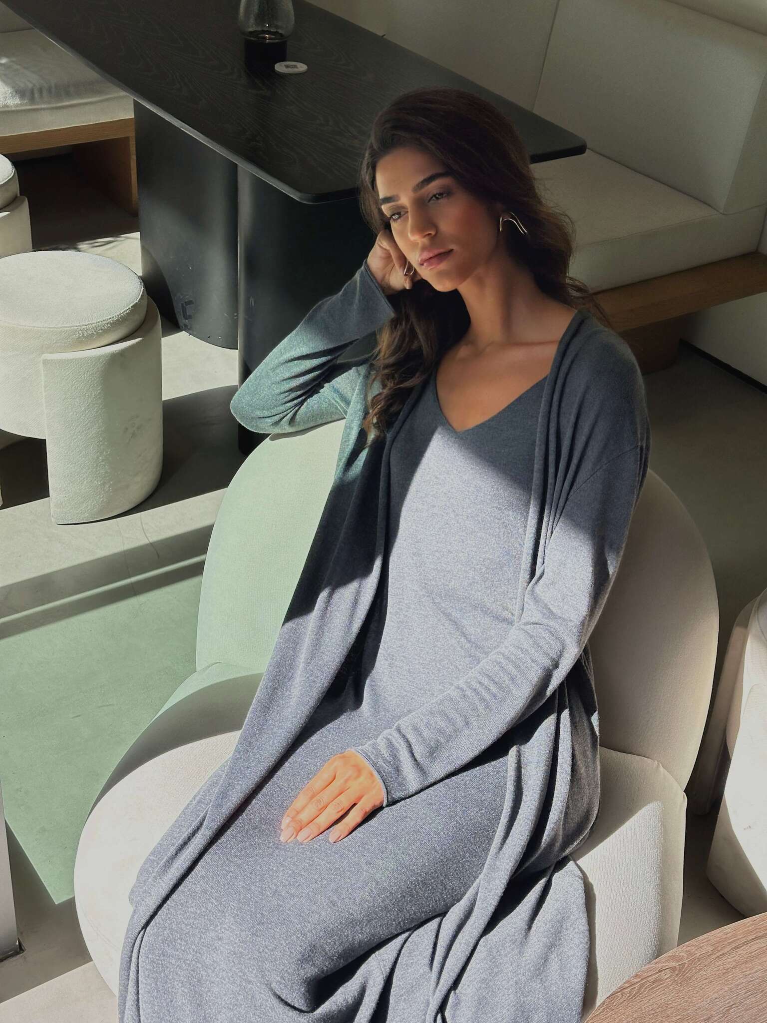 NARINA cardigan, gray-melange