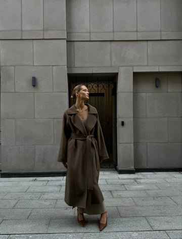 MARNI wrap coat with belt, hazelnut