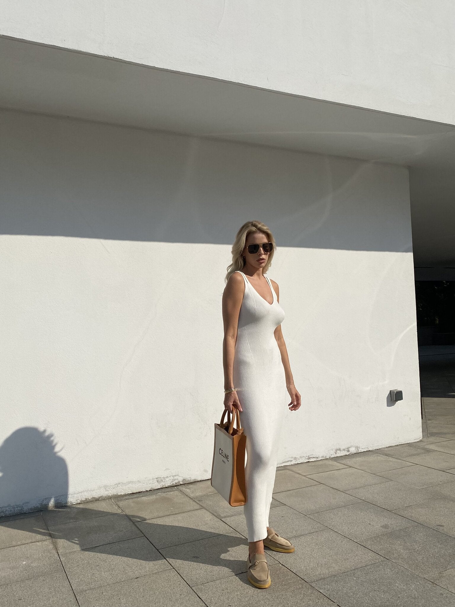 Double straps dress, milk