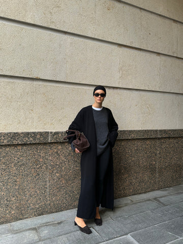 AMARA knitted merino wool Coat, black