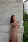 ERIKA dress with long sleeves, caramel