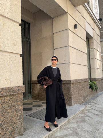 AMARA knitted merino wool Coat, black