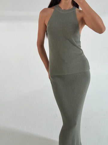 KHAYAL top with open shoulders, rosemary