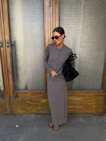 GIOVANNA merino wool shirt, mocha