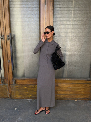 GIOVANNA merino wool skirt, mocha