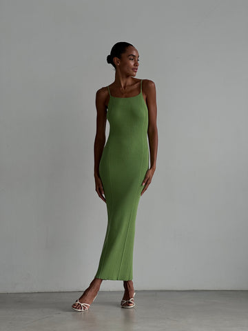 DANIELLA high-slit slip dress, green