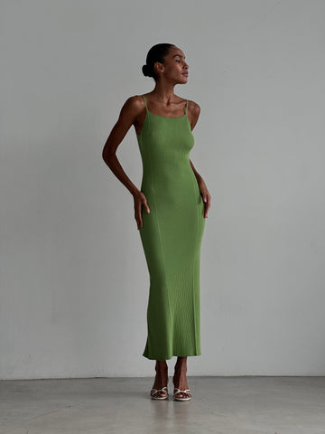 DANIELLA high-slit slip dress, green