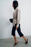 TEONA cropped safari-style cupro trench, beige