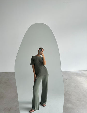 KHAYAL oversized ribbed knit jumper, rosemary