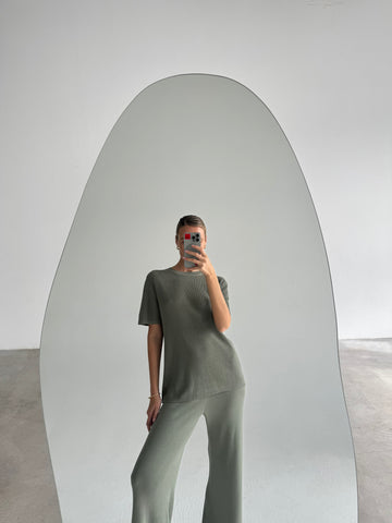 KHAYAL oversized ribbed knit jumper, rosemary