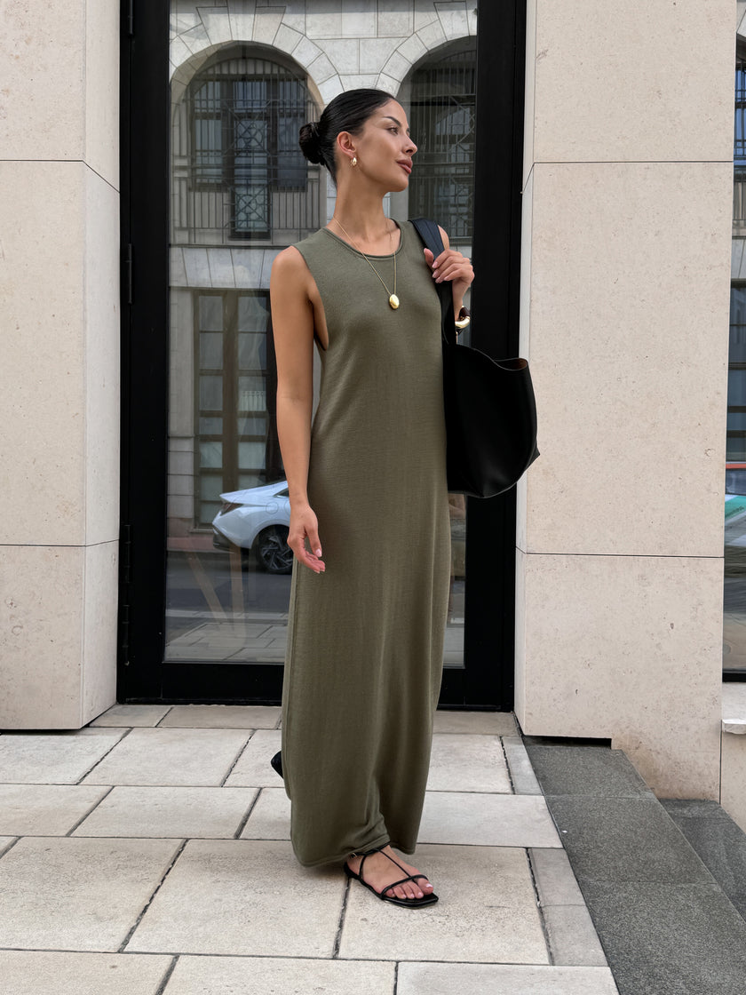 NARINA round neck dress, khaki