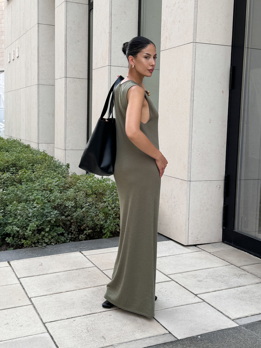 NARINA round neck dress, khaki