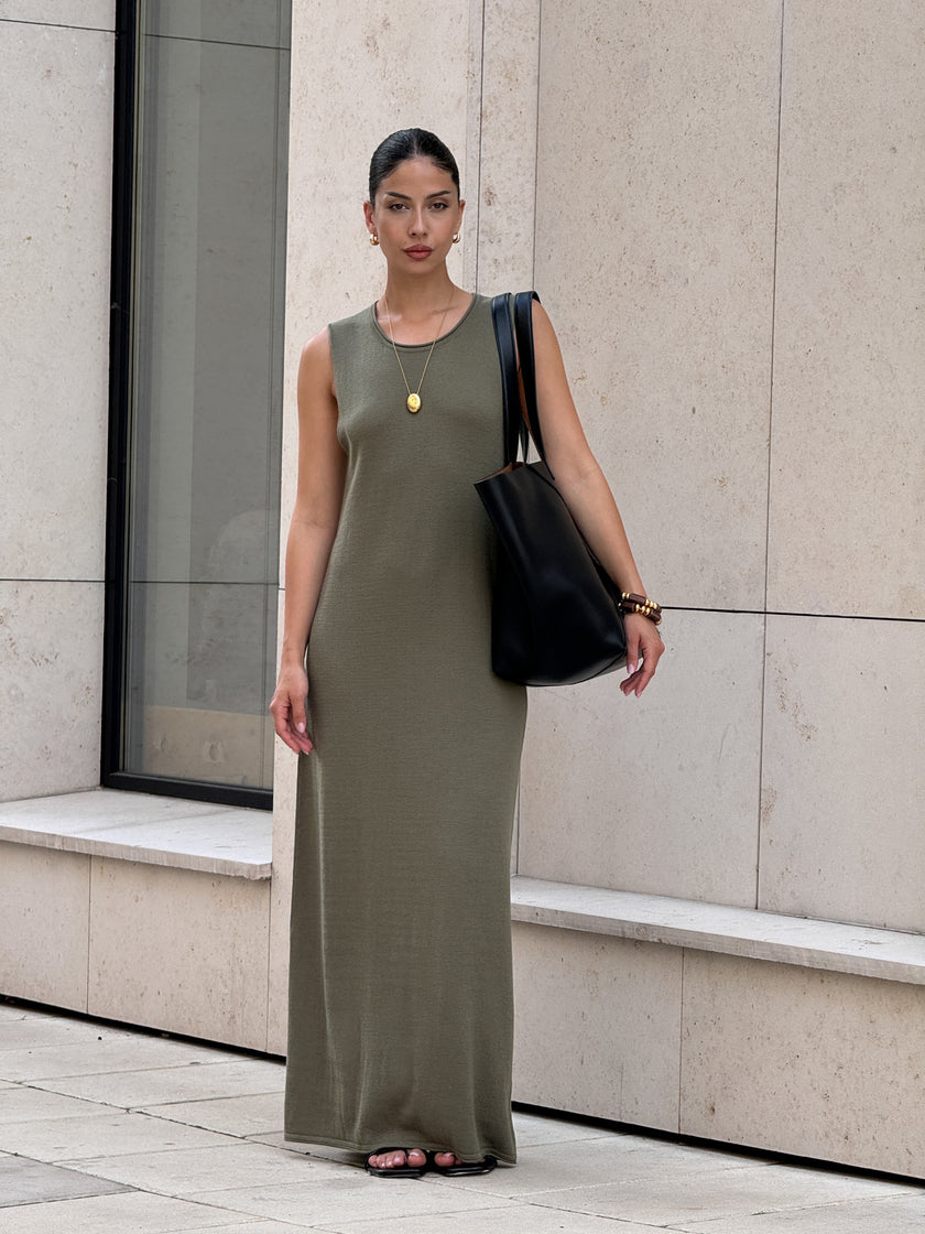 NARINA round neck dress, khaki