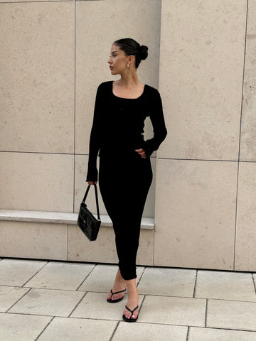 COTY square neck cropped top, black