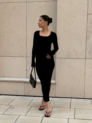 COTY fitted ribbed cardigan, black