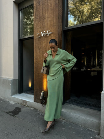 ANDREA merino wool skirt, green