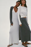 NARINA fluid knit skirt, gray melange