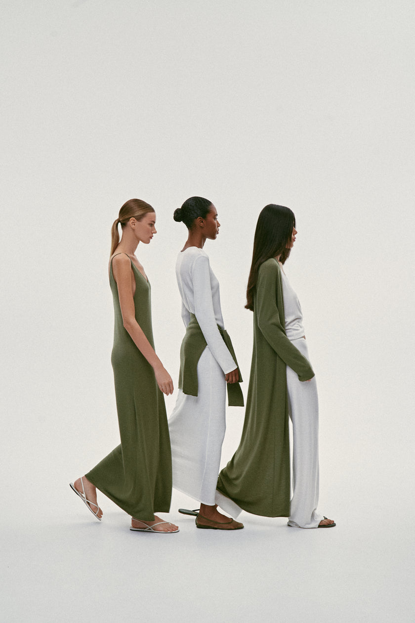 NARINA fluid knit pants, ivory