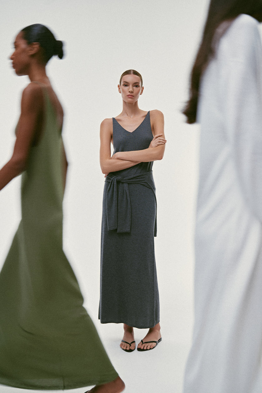 NARINA cashmere-blend dress, gray melange