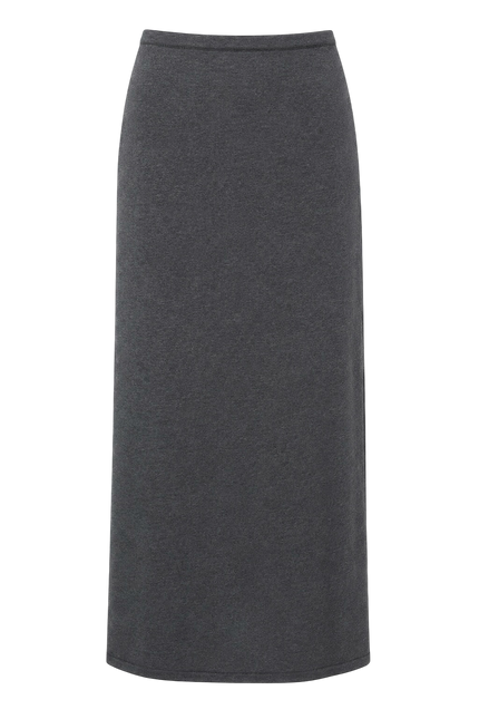 NARINA fluid knit skirt, gray melange