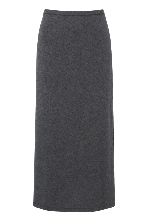 NARINA fluid knit skirt, gray melange