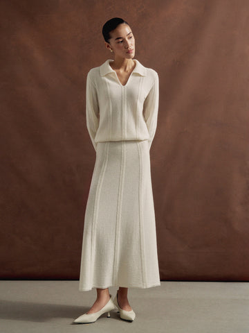 SCARLETT cable knit jumper with pearl button, milk