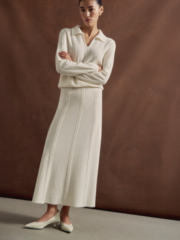 SCARLETT cable knit merino wool skirt, milk