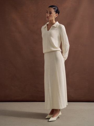 SCARLETT cable knit merino wool skirt, milk