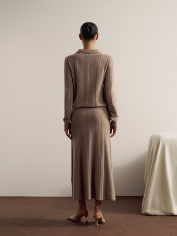 SCARLETT cable knit merino wool skirt, mocha
