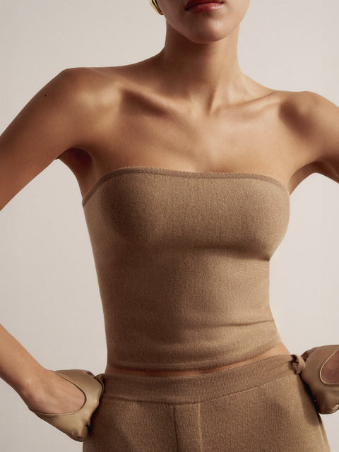 LEO top bandeau, beige