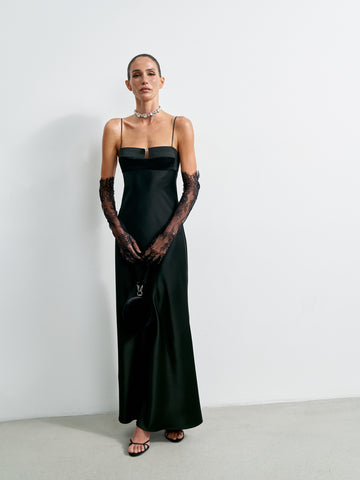 KERRY bustier dress with swarovski crystal, black