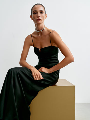 KERRY bustier dress with swarovski crystal, black