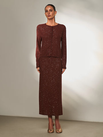 KIARA sequin cardigan, copper
