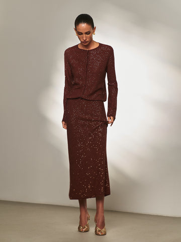 KIARA sequin skirt, copper